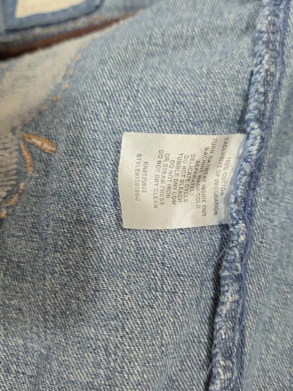 Btween Girls' Denim Jacket with Pink Sequin Butterfly